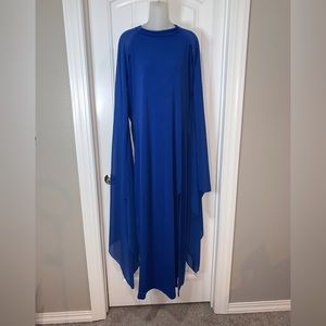 Plus Size Blue Maxi Dress with Sheer Cape Sleeves NWOT